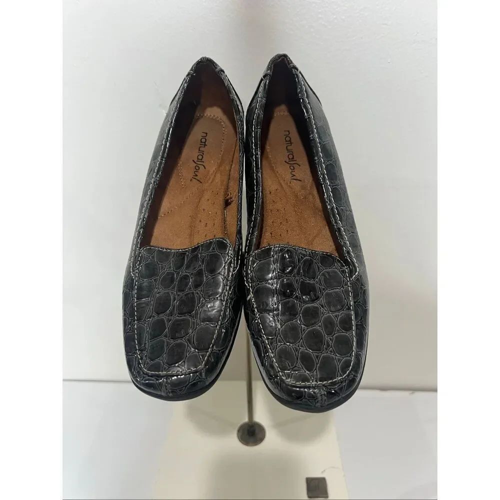 Natural Soul Fanna Loafer Naturalizer Gray Alligator Print Sz 6